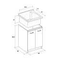Waschtischunterschrank mit 2 Türen 60x60 cm, Waschbecken mit Holzbrett Edilla Montegrappa Lagerbestand