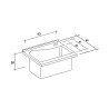 Mobiles Waschbecken Schrank 63x60cm, 2 Türen, Keramikwaschbecken Acqua Edilla Modell