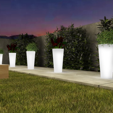 Hoher leuchtender Gartenblumentopf h102 LED RGB Solar Arkema Tondo Aktion