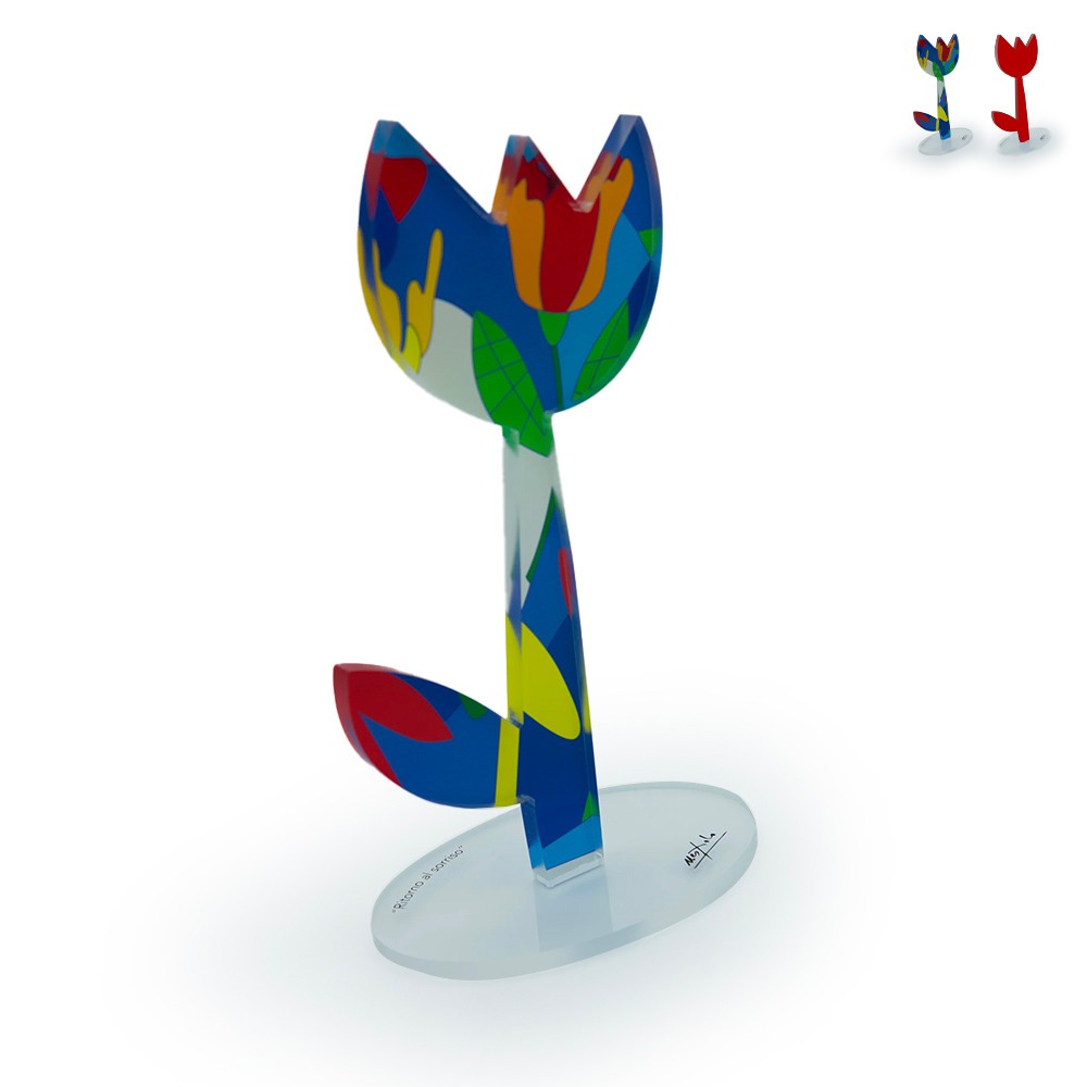 Pop-Art-Stil farbigen Plexiglas Blume dekorative Skulptur Tulpe