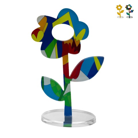 Bunter Pop-Art Blumen Dekofigur für Wohnzimmerregal Margherita Aktion