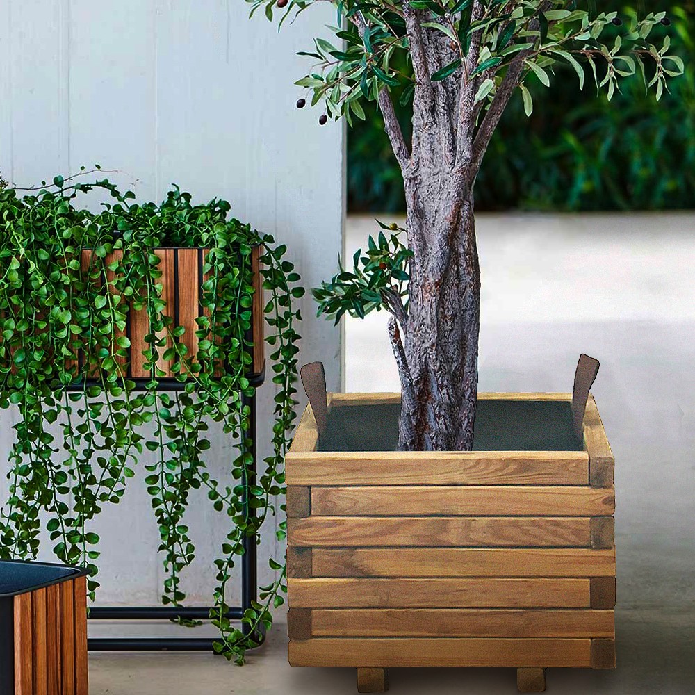 Pflanzgefäß aus Holz 40x40cm für Pflanzen Garten Terrasse Gladys
