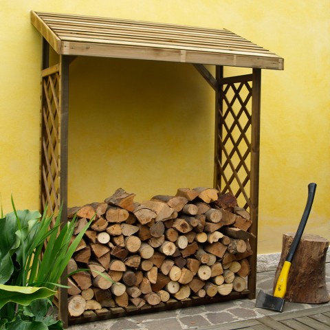 Holzlager mit Gitter für außen Garten, 6 Doppelzentner Holz für Kamin Aktion