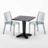 Schwarz Quadratisch Tisch und 2 Stühle Farbiges Polypropylen-Innenmastenset Grand Soleil Dune Balcony