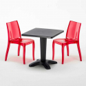 Schwarz Quadratisch Tisch und 2 Stühle Farbiges Polypropylen-Innenmastenset Grand Soleil Cristal Light Balcony Rabatte