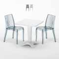 Weiß Quadratisch Tisch und 2 Stühle Farbiges Polypropylen-Innenmastenset Grand Soleil Dune Terrace Aktion