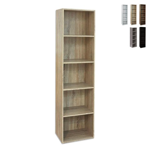 Hohes Bücherregal aus Holz 5 Regale Wohnzimmer Büro 40x172 cm Darren