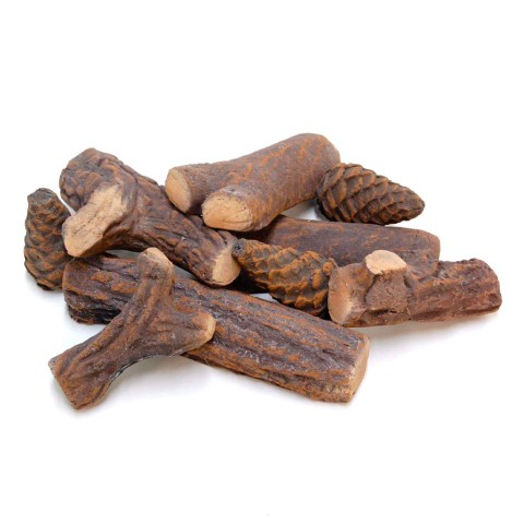 Set aus 9 keramischen Holzscheiten als Dekoration für Bioethanol-Kamin Aktion