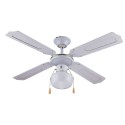 Weißer Deckenventilator mit Licht, 4 Holzflügel, 105 cm Salig Aktion