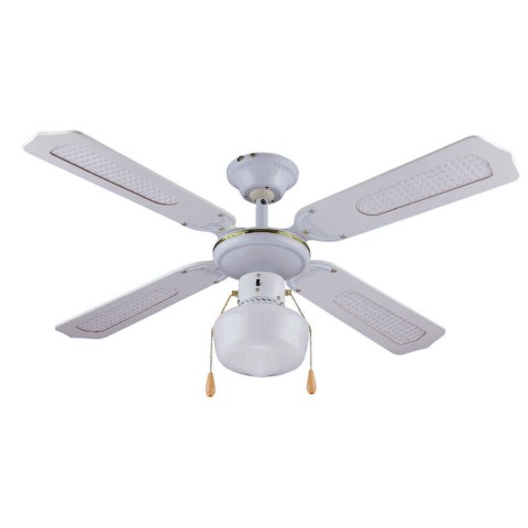 Weißer Deckenventilator mit Licht, 4 Holzflügel, 105 cm Salig Aktion