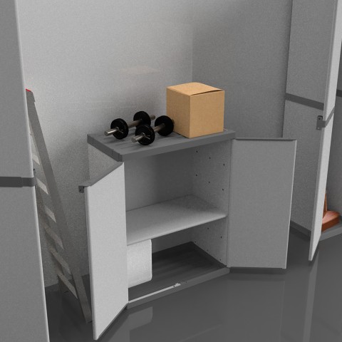 Tord Mehrzweck-Gartenschrank aus Harz mit 2 Türen und Regal Aktion