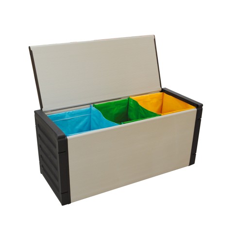 Außenaufbewahrungsbox mit 3 Mülltrennsäcken Clear Aktion