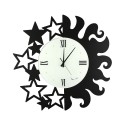Handgefertigte runde Wanduhr aus Metall Sonne und Sterne Ceart Lagerbestand