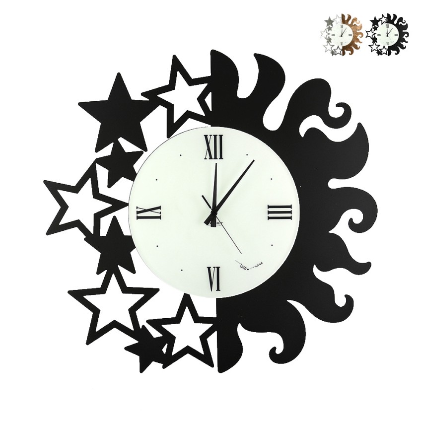 Handgefertigte runde Wanduhr aus Metall Sonne und Sterne Ceart Verkauf