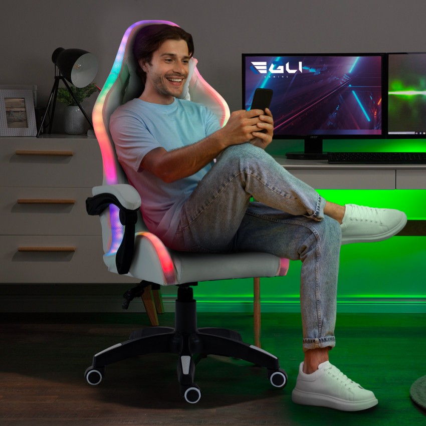  Pixy Plus: Gamingstuhl weiß Massagesessel LED 