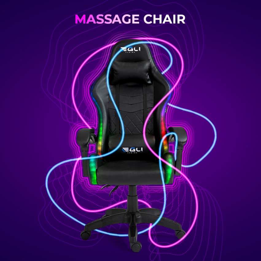 Gaming Stuhl Sessel LED Massage Verstellbar Ergonomisch The Horde Plus