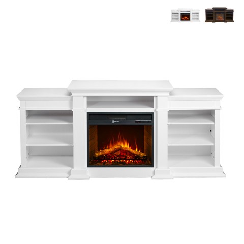 Elektrischer Kaminofen aus Holz Weiß L179 x T48 x H85 Biden Aktion