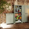 Keter Planet Outdoor Niedriger Gartenschrank mit 2 Einlegeböden Sales