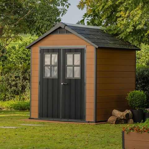 Gartenhaus 228x223x252cm in Holzoptik, Harz, Newton 757 Keter K241886 Aktion