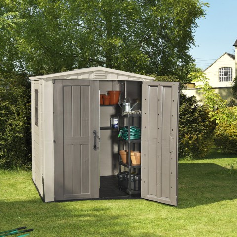 Gartenhaus aus Harz mit Regalen 178x195,5x208cm Factor 6x6 Keter K209872 Aktion