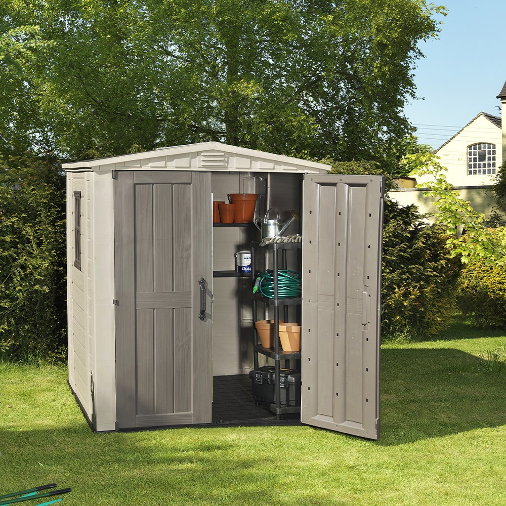 Gartenhaus aus Harz mit Regalen 178x195,5x208cm Factor 6x6 Keter K209872