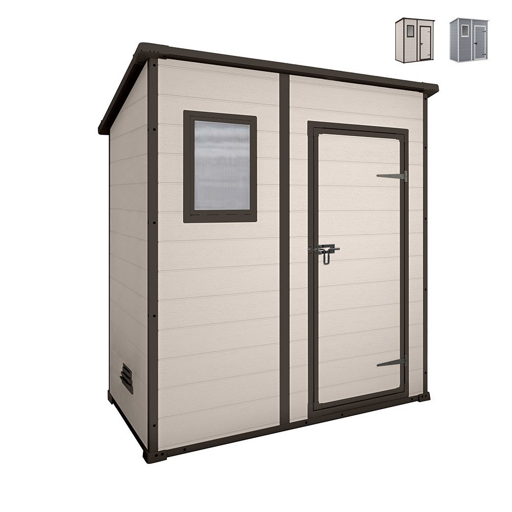 Gartenhaus Geräteschuppen aus PVC 183,5x111x200,5cm Manor Pent 6x4 Keter