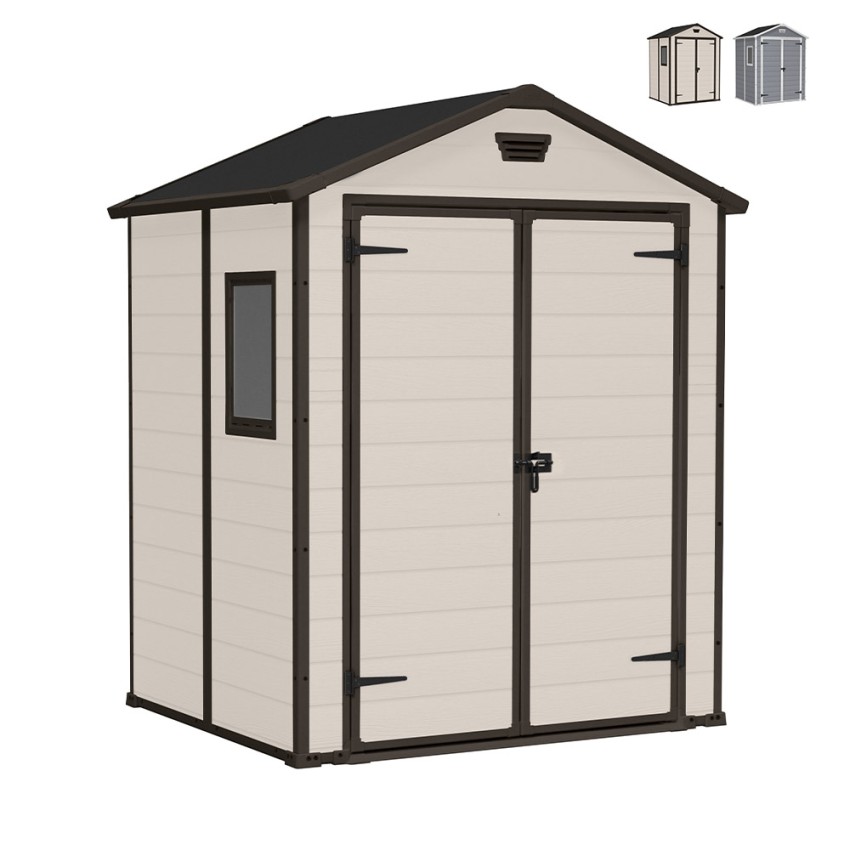 Gartenhaus 185x152x226 cm aus PVC-Harz Manor 6x5 Keter Verkauf Gartenhaus 185x152x226 cm aus PVC-Harz Manor 6x5 Keter Verkauf
