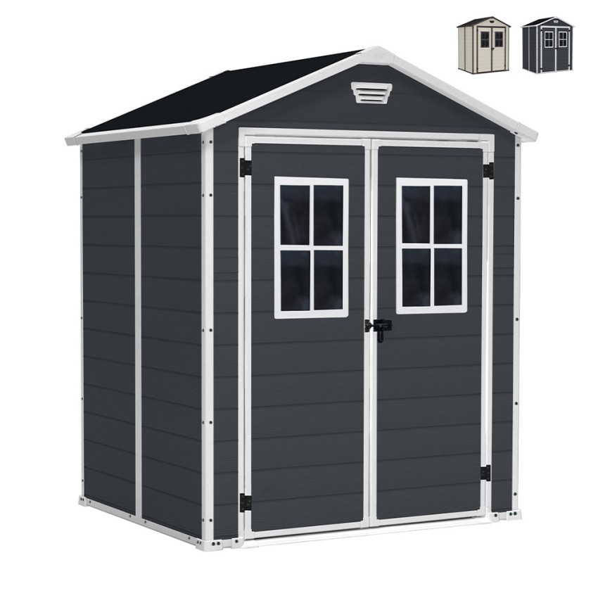 Keter Gartenhaus aus PVC-Resin mit Fenstern 185x152x226cm Manor 6x5 Aktion Keter Gartenhaus aus PVC-Resin mit Fenstern 185x152x226cm Manor 6x5 Aktion