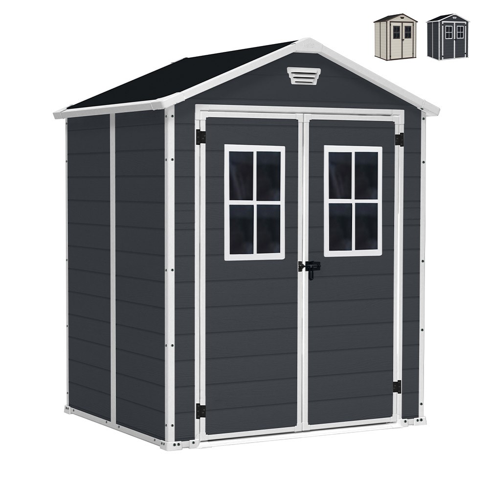 Keter Gartenhaus aus PVC-Resin mit Fenstern 185x152x226cm Manor 6x5