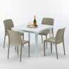 Weiß Quadratisch Tisch und 4 Stühle Farbiges Polypropylen-Außenmastenset Grand Soleil Boheme Love