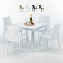 Weiß Quadratisch Tisch und 4 Stühle Farbiges Polypropylen-Außenmastenset Grand Soleil Arm Bistrot Love