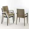 Weiß Quadratisch Tisch und 4 Stühle Farbiges Polypropylen-Außenmastenset Grand Soleil Arm Bistrot Love