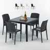 Schwarz Quadratisch Tisch und 4 Stühle Farbiges Polypropylen-Außenmastenset Grand Soleil Boheme Passion Aktion