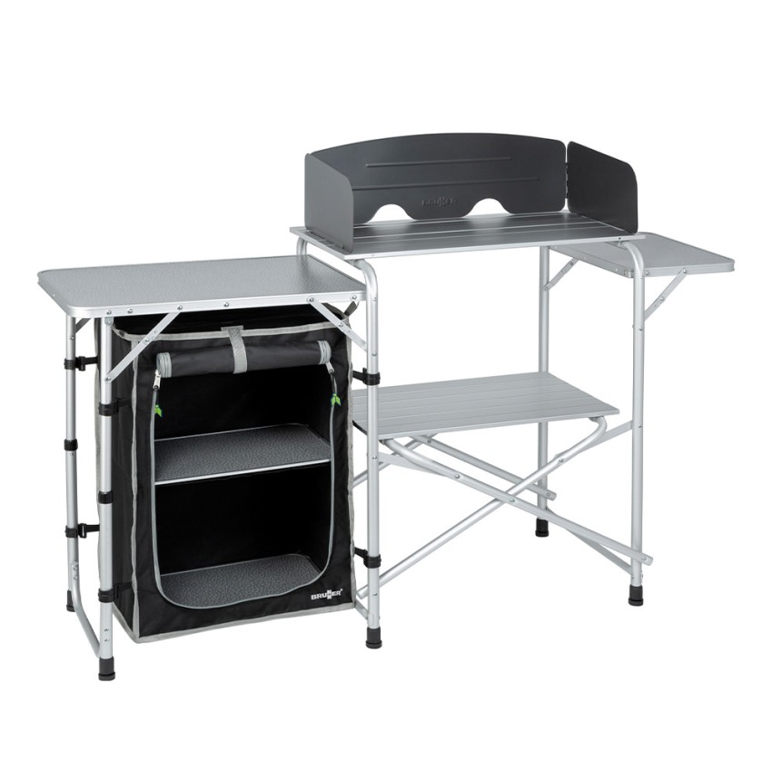 Faltbarer Campingküchenschrank aus Aluminium Snack Easy Black Brunner Aktion Faltbarer Campingküchenschrank aus Aluminium Snack Easy Black Brunner Aktion