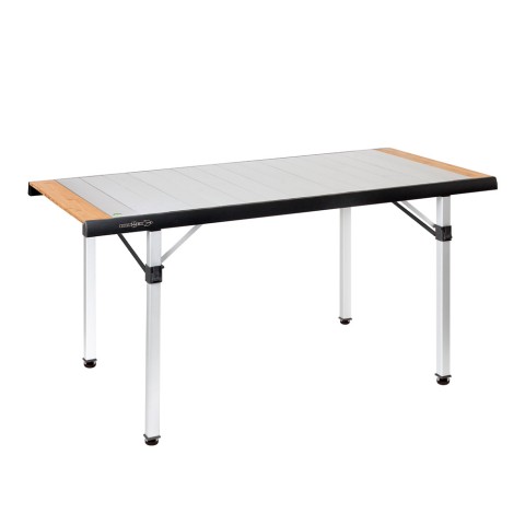 Klappbarer Campingtisch Aluminium-Holz 146x70 Quadra Tropic 6 Brunner Aktion