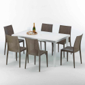 Weiß Rechteckig Tisch und 6 Stühle Farbiges Polypropylen-Außenmastenset Grand Soleil Bistrot Summerlife
