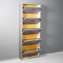 Hohe Schuhschrank Eingang 5 Türen 15 Paar Schuhe grau KimShoe 5SG Rabatte