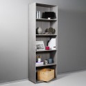 Hohe graue Büro-Wohnzimmer-Bibliothek, 5 Fächer, verstellbare Regalböden, Kbook 5GS Aktion