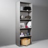 Hohe graue Büro-Wohnzimmer-Bibliothek, 5 Fächer, verstellbare Regalböden, Kbook 5GS Aktion