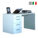Moderne weiße Schreibtisch mit 4 Schubladen für Homeoffice 110x60 KimDesk WS Verkauf