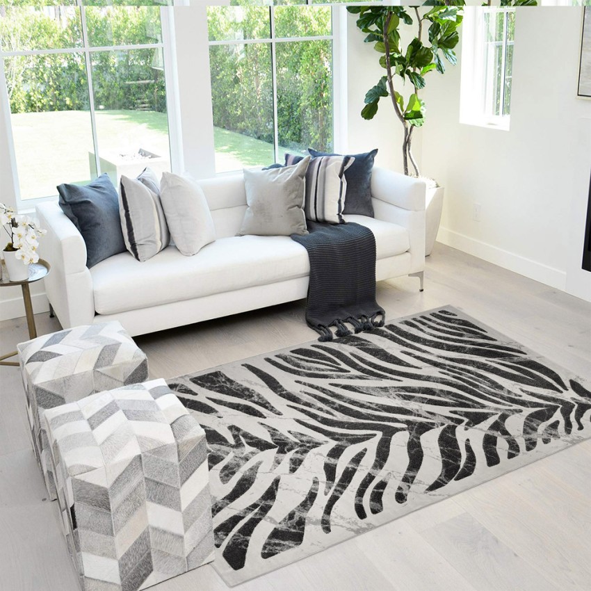 Moderner rechteckiger Teppich mit grauem und schwarzem Zebramuster Double GRI006 Aktion Moderner rechteckiger Teppich mit grauem und schwarzem Zebramuster Double GRI006 Aktion