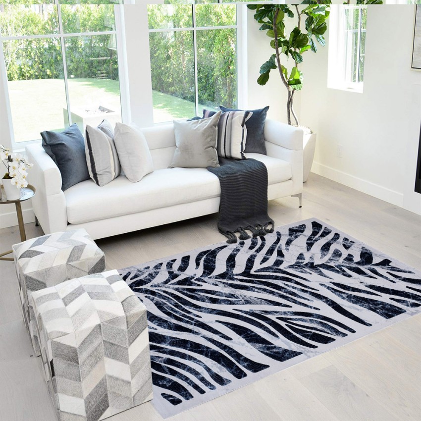 Moderner rechteckiger Teppich mit zebramuster in Grau und Hellblau Double BLU003 Aktion Moderner rechteckiger Teppich mit zebramuster in Grau und Hellblau Double BLU003 Aktion