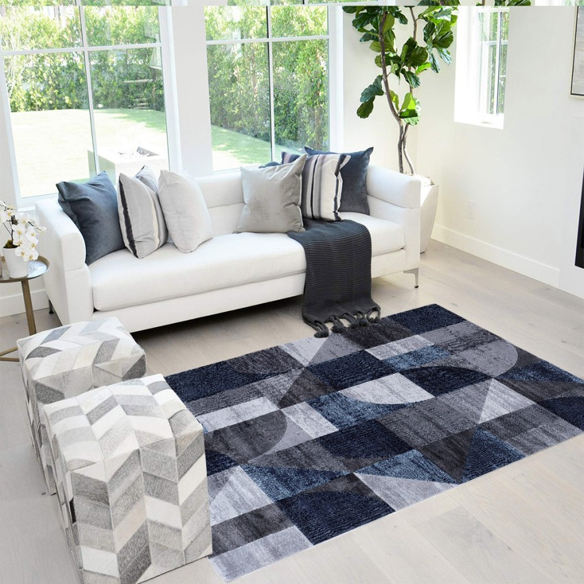 Moderner geometrischer Teppich rechteckig in Blau Grau Double BLU005 Aktion Moderner geometrischer Teppich rechteckig in Blau Grau Double BLU005 Aktion