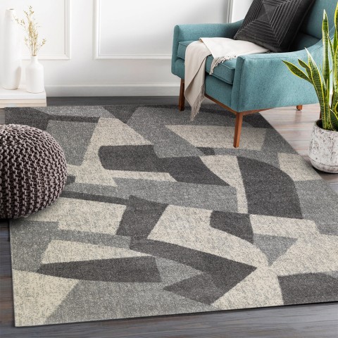 Moderner rechteckiger Teppich im geometrischen Stil für Wohnzimmer und Büro GRI223 Aktion