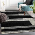 Moderner Teppich geometrisches Design Kurzflor Grau Weiß Schwarz GRI224 Aktion