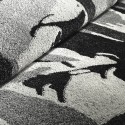 Moderner rechteckiger Teppich in Weiß, Schwarz und Grau mit abstraktem Muster GRI227 Angebot