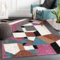 Moderner rechteckiger geometrischer Teppich, mehrfarbig, Wohnzimmer MUL435 Aktion