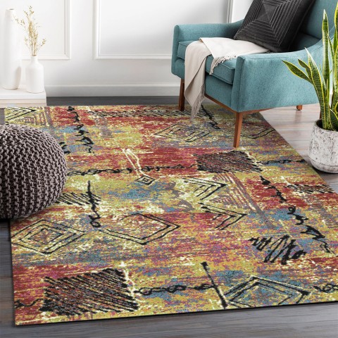 Moderner Multicolor-Teppich für Wohnzimmer und Küche, rechteckig MUL437 Aktion