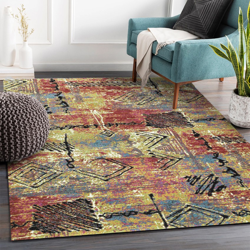Moderner Multicolor-Teppich für Wohnzimmer und Küche, rechteckig MUL437 Aktion