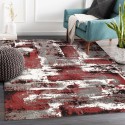 Moderner rechteckiger Design-Teppich in Rot, Grau und Weiß MUL439 Aktion
